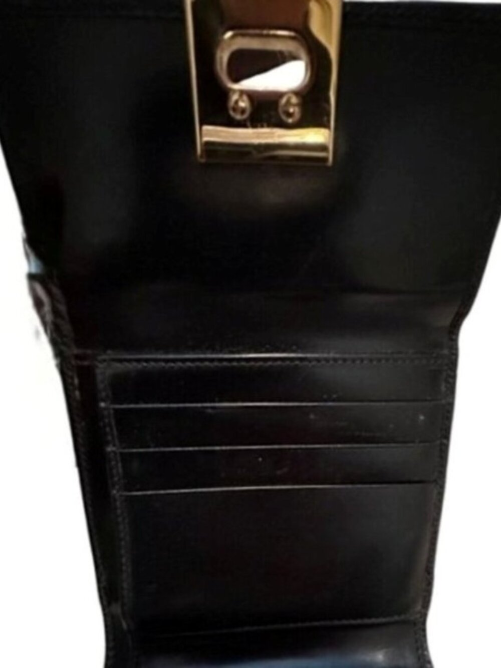 SALVATORE FERRAGAMO Gancini Mini Tri Fold Smooth Leather Wallet Black - Picture 11 of 16
